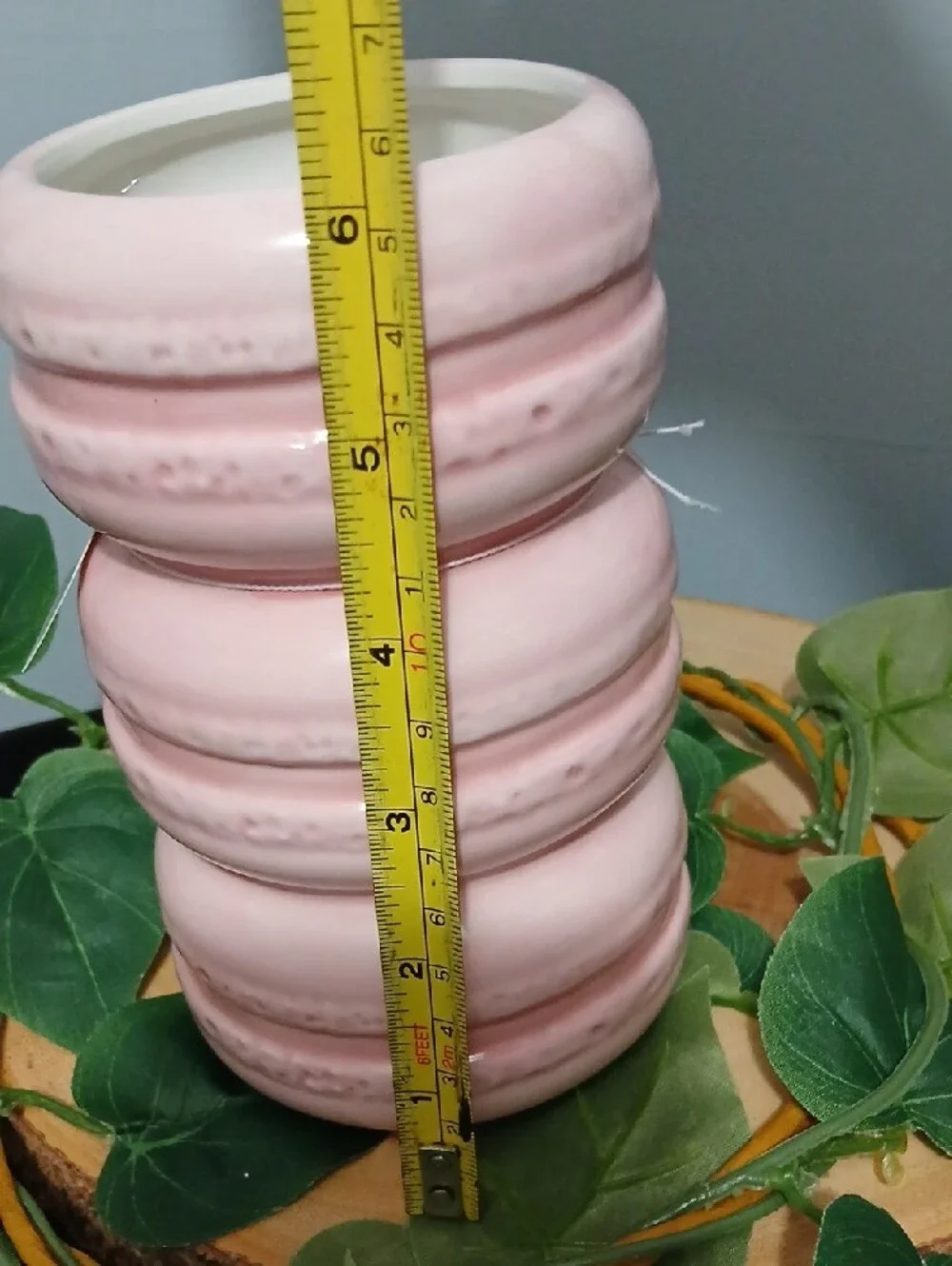 Pink Ceramic Stacked Macaron Vase / Holder- Home Accents NWT